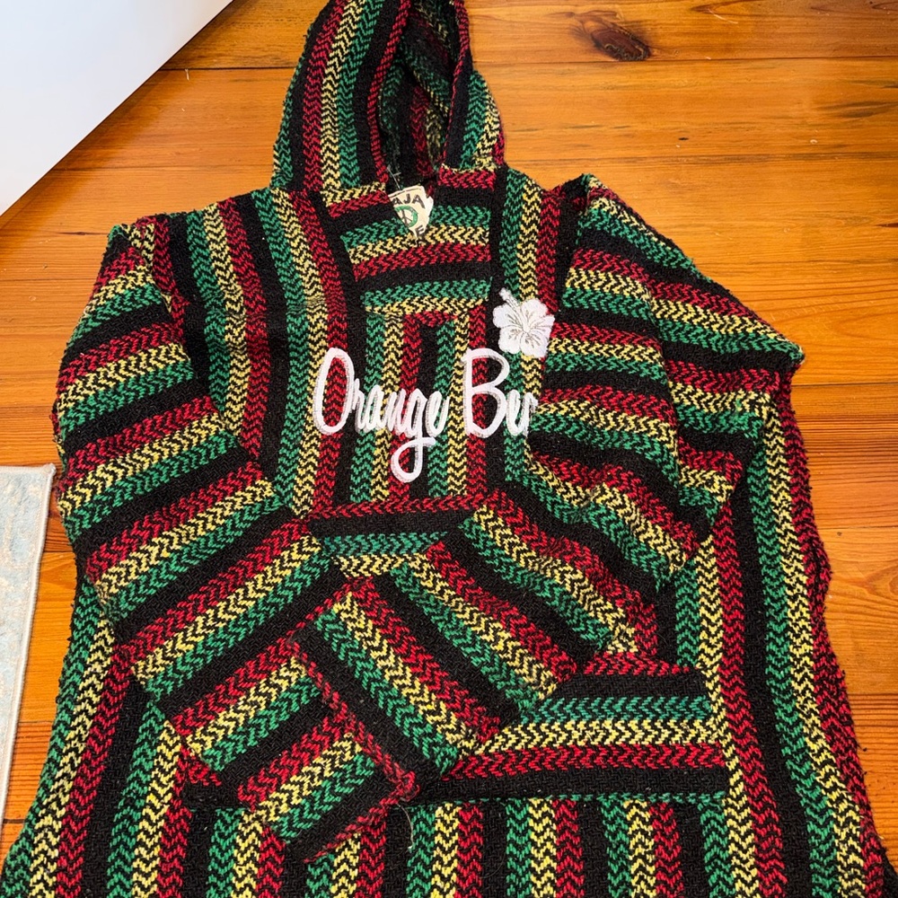 Striped Hooded Baja Hoodie Orange Beach